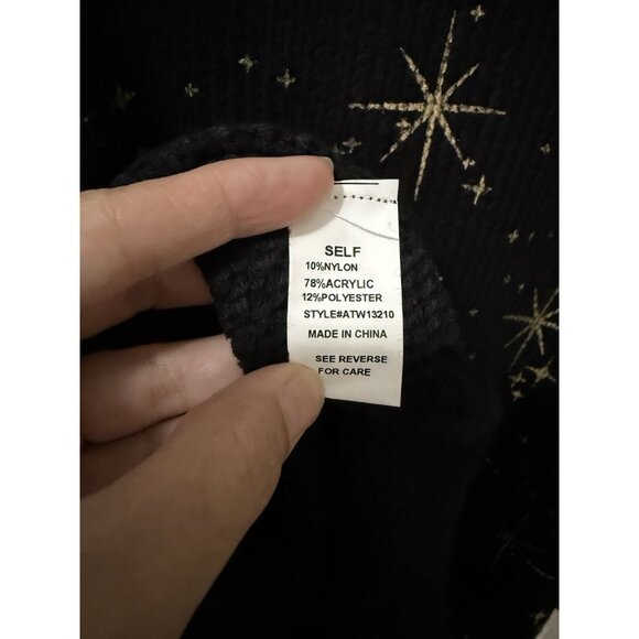 And The Why Gold Star Sweater Black Size S/M New NWT Ballon Sleeves Women’s - Picture 5 of 7